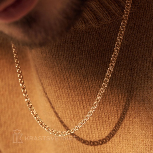 Цепь из красного золота 585, плетение «Гарибальди»